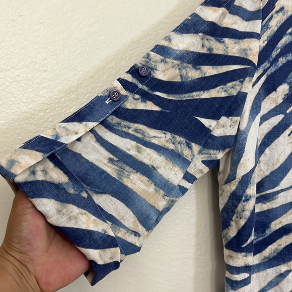 JM collection Woman’s zebra print Linen Blouse Sz 12 - Picture 7 of 11